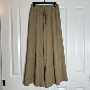 In February Beige Textured Elastic‎ Waist Wide Leg Comfy Pants Size M
